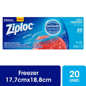 ZIPLOC BOLSA PARA FREZEER MEDIANA 17.7x18.8cm x 20u